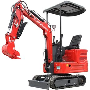 Mini excavator, 1.1 ton mini crawler excavator with Kubota Disel engine and 1562mms digging depth,Hydraulic oil cooler, for construction farm garden, adjustable seat,rubber tracks