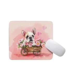 Mouse Pad Dog with Vintage Flowers Cart Non-Slip Rubber Mouse Pad Puppy with in Wooden Cart for Home Office Work Desk Computer Desktop Laptop for Dog Lovers (Boston Terrier)
