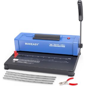 MAKEASY Spiral Binding Machine, 12 Sheets Punch Capacity, Electric Coil Insert, Book Binder Machine for A4/A5/Letter Size Paper, Comes with 100 pcs 5/16'' Coils & Pliers