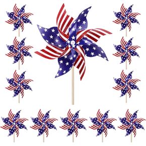 12 Pack 4th of July Decorations Outdoor Pinwheels, Patriotic Decor Red White and Blue Decorations Wind Spinner for Yard Garden,Independence Day, Memorial Day, Veteran's Day in Kuwait