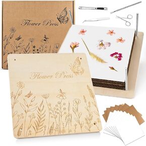 GOLDGE Extra Large 11"x11" Flower Press - 10-Layer Wooden Press for DIY Flower Preservation with Storage Bag, Adult Craft Kit