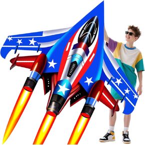 Fighter Jet Kites for Kids & Adults - Durable Airplane Kites for Boys Ages 8-12 & 4-8 with Kite String Reel, Easy Fly Large Outdoor Kite for Beach & Park Activities