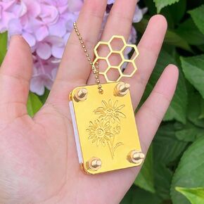 Happinit Micro Flower Press, Miniature Flowers Press Kit, Metal Pocket Flower Pressing, DIY Pressed Flowers Plant Preservation Kit for Arts and Crafts Lovers, Plant Lover Gifts (Gold)