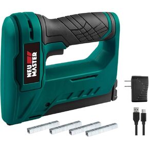 Neu Master Staple Gun Cordless ، NTC0070 LI-ion Battery Battern Puns Kit مع Staples وشاحن USB ، TOCKER POWER للمفروشات ، إصلاح المواد ، الزخرفة ، النجارة ، DIY (متجدد)