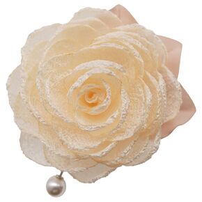 8.5 CM Foam Chiffon Flower Brooch Pin By NhanDo Handmade – CREAM Floral Brooch Pin, Handmade Gift Ideas, Gift for her, Gift For Mom, Bridesmaid gift, valentines day gifts. Mother's day gift (CREAM) in Kuwait