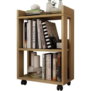 Bookshelves Mobile Bookshelf with Pulley Rack Home Multi-Functional Bedroom Storage Rack 3-Layer Bookcase for Book Magazine File Bonsai Storage Bookshelf