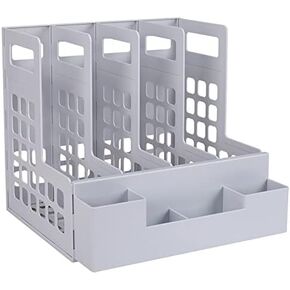Bookshelves Simple Book Stand 4 Grid File Frame Desktop File Storage Box Rack Student Storage Rack for Office Storage Book Magazine File Storage Bookshelf(A)