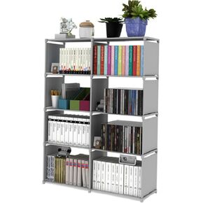 Beautiful Double Row Storage Rack Organizer Shelf for Home and School Grey Dots Design for Sundries and Ornaments Tidy Up Your Space with Stylish Bookcase