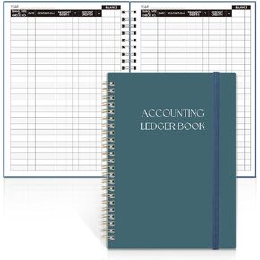 SKYDUE Accounting Ledger Book - 8.5 x 6 Inch Expense Tracker Notebook for Tracking Deposit, Expense, and Balance | Practical Accounting Book for Small Business Owners & Personal Finance (Black)