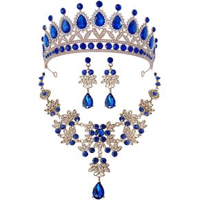 Tiaras Earrings Necklace Set Tiaras and Crowns Earrings Necklace for Women Rhinestone Bridal Jewelry Set for Party