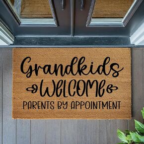 Doormat Grandkids Welcome Parents by Appointment | Funny Grandparents Doormat | Welcome Mat | Funny Door Mat | Nana Papa Grandma Gift stk2050