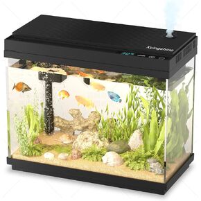 Fish Tank Smart Aquarium Kit: 2.5Gal Auto-Humidifying with Intelligent Mist Spray, Ultra-Quiet Silent Pump, Multi-Layer Filtration System, 7 Color Lights&LED Display-Desktop Decor for Room