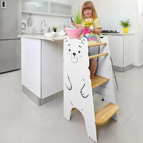 Shandra Toddler Tower Adjustable Stool - Montessori Toddler Kitchen Stool Helper, Toddler Standing Tower, Kids Kitchen Step Stool - Toddler Stool for Kitchen, Learning Tower for Toddlers 1-5 in Saudi Arabia