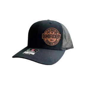 BUBBLEHEAD INK Handmade Let's Keep The Dumfucery To A Minimum Today Trucker Hat With Patch, Funny Dad Hat, Richardson 112, Unisex Baseball Cap (Black/Charcoal)
