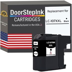 DoorStepInk Remanufactured in The USA Ink Cartridge Replacements for Brother LC107 Black for Printers MFC-J4410DW MFC-J4510DW MFC-J4610DW MFC-J4710DW