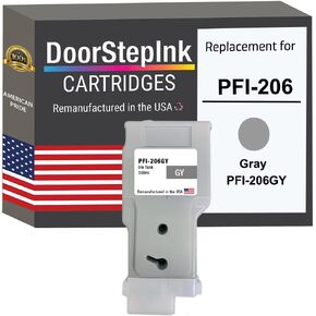 DoorStepInk Remanufactured in The USA Ink Cartridge Replacements for Canon PFI-206 300ml Grey for Printer imagePrograf iPF6400 24in iPF6450 24in.