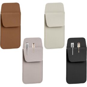 4pcs Pocket Protector Pu Leather Leather Pocket Organizer for Shirts, School Office, Laboratory, Hospital Supplies (Black, White, Beige, Gray)