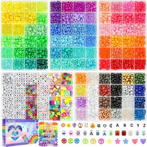 Gionlion 96 Colors 5 Boxes Bracelet Making Kit Pony Beads, Friendship Bracelet Kit with 850 Pcs Letter Beads, Rainbow Kandi Beads for Bracelets Jewelry Making Kit, Arts and Crafts Gifts for Kids