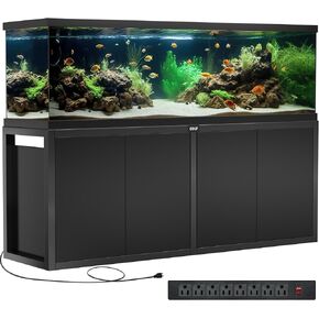 GDLF 125-150 Gallon Fish Tank Stand, Heavy Duty Metal Aquarium Stand with Power Outlet and Cabinet for Fish Tank Filters and Accessories,72.8" L*18.9" W,2200LBS Capacity