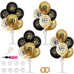TONIFUL 4 Set Black Gold Balloon Centerpieces for Table,Balloon Stand Kit for Black Gold Party Decor 40th 50th 60th 70th Birthday Decorations Halloween Anniversary Graduation Decorations 2025