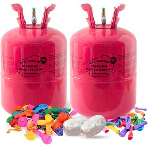 GreatWhip 13L Helium Tank Up To 50 Latex Balloons, Helium Tank For Balloons At Home, 50 Latex Balloons And Ribbons Included.