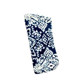 Eyeglass Case, Blue and Ivory Fabric Pouch for Glasses, Sunglasses Case