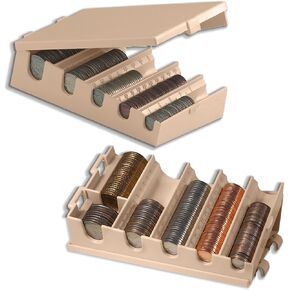 BankSupplies Clamshell Coin Holder Storage Box - Coin Sorter - Small & Portable - Durable Build - Easy Counting - Great for Banks, Businesses, Shops & Offices