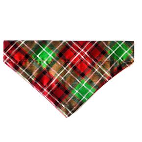 Christmas Plaid Over the Collar Dog Bandana That Slips onto Their Existing Collar Size (Medium)