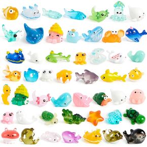 JOYIN 50 Pcs Mini Resin Animals Figures, Mix Resin Animals Figurines for Fairy Garden Accessories, Dollhouse Decorations, Slime Charms for Crafts, DIY Miniature Scenes, Birthday Party Favors