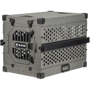 ROCK CREEK CRATES Collapsible Dog Crate: Meticulously Engineered, Durable Aluminum Construction, Non Slip Feet | 10 Year Warranty | Ideal for Indoor & Vehicle Use (Gray, 30 Inch) in Saudi Arabia