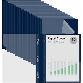 Ndsox 5 Packs Clear Front Report Covers with 3-Prong Fasteners, Plastic Project Presentation Folders Resume Document Covers with Black Back for 8.5" x 11" Letter Size Paper for School Office Business