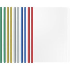 10 Report folders with Clear Cover and Sliding Bar, A4 and Letter Size Report Covers, Presentation Folder Binder for School Business, Holds 70 Sheets (Light Multi-Color)