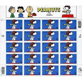 Snoopy Peanuts Sheet of Twenty 34 Cent Stamps Scott 3507 By USPS