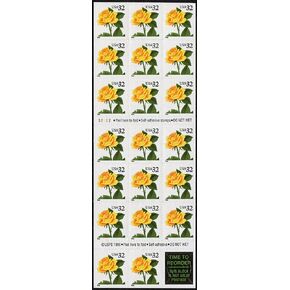 US Stamp - 1996 32c Yellow Rose - Booklet Pane of 20 Stamps #3049a