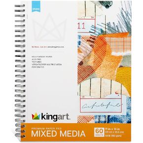KINGART Mixed Media Sketchbook (608-1A), 11"x 14", 60-Sheets