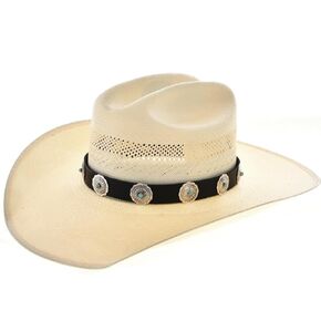 Navajo Turquoise Sterling Concho Hat Band Adjustable Hand Dyed Leather 3852