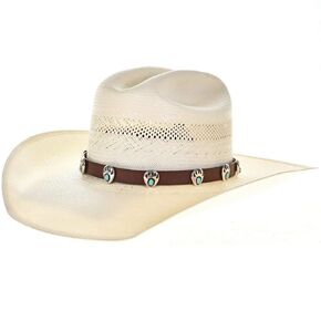 Navajo Turquoise Sterling Silver Bear Paw Hatband Adjustable Hand Dyed Leather 2600
