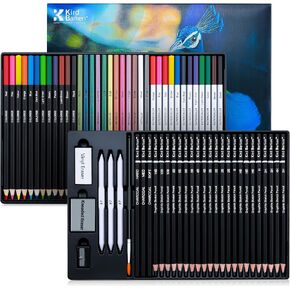 70 PCS Art Supply Drawing Set, Pro Art Supplies with Tutorial,Colored, Graphite, Charcoal, Watercolor & Metallic Pencil, for Artists Adults Teens Beginner