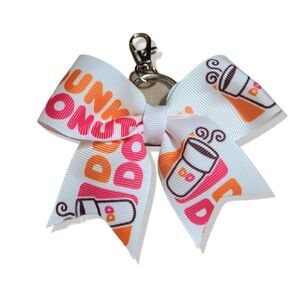 White Bow keychain Dunkin Key chain