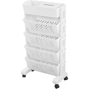 lyrlody White Storage Organizer Rotatable Detachable Plastic Bookshelf with Multi Level Capacity for Home Office Study Room (6 Layer)