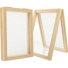 2Pcs Wooden Paper Making Frame,7.07 * 4.91Inch Paper Making Screen Frames Bulk with Mesh for DIY Craft School Classroom Art Projects Kids Adults