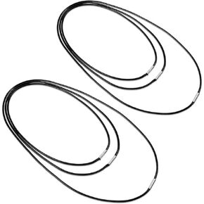 Bewudy 6pcs Leather Necklace Cord, Woven Rope Chain Men Waterproof Black Braided Leather Cords with Clasp Pendant Rope for Men Women