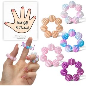 5 Pack Colored Fidget Ring Spiky Bead Sensory Finger Rings for Stress Relief Finger Anxiety Rings Calming Fidget Toys Ring Massager for Stress Reducer Office Workers