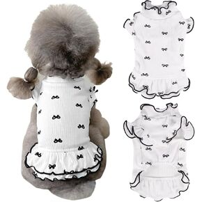 Small Dog Clothes Extra Small Dogs Spring Summer Dress Cute Soft and Breathable Outfits for Female Chihuahua Shih Tzu Yorkshire Puppy Cats (Pink, XX-Small)