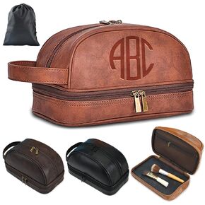 Personalized Toiletry Bag for Men Handcrafted, Custom Leather Dopp Kit for Men, Personalized Gifts for Men, Father, Husband, Boyfriend, Groomsmen, Best Man Gifts, Shaving Bag Cosmetic Bag