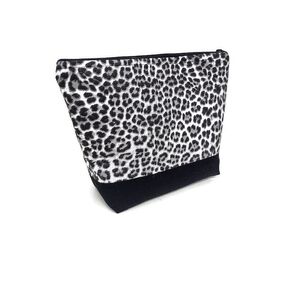 Snow Leopard print Cosmetic Make up bag or toiletry travel pouch with zippered top