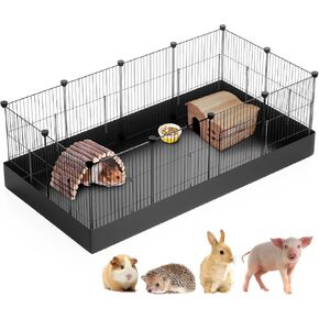 12 Panels Small Animal Playpen with Waterproof Mat - Durable Metal Wire Yard Fence for Guinea Pigs, Rabbits, Kittens, Puppies, Hamsters, and Hedgehogs - Indoor & Outdoor Pet Cage