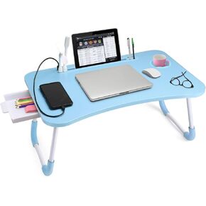 Slendor Laptop Desk Laptop Bed Stand Foldable Laptop Table Folding Breakfast Tray Portable Lap Standing Desk Reading and Writing Holder with Drawer for Bed Couch Sofa Floor