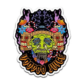 4" Voodoo Juice Tiki Mask Sticker Tiki Cocktail Drink Sticker, Shrunken Heads Cannibal Sticker, Waterproof Vinyl Sticker for Car, Auto, Water Bottles, Phone Case, or Laptop Decal