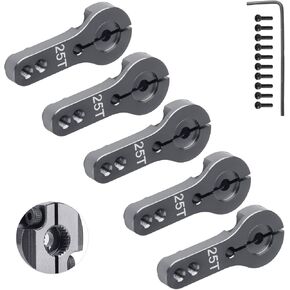 5 PCS FriHobby M3 25T Servo Horns Aluminum Servo Arms for Futaba Savox Axial HL HSP HD Xcore RC Crawler Car Truck Buggies Drift Racing Car Airplane-Silver